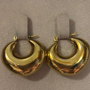 NWOT Gold Crescent Hoop Earrings